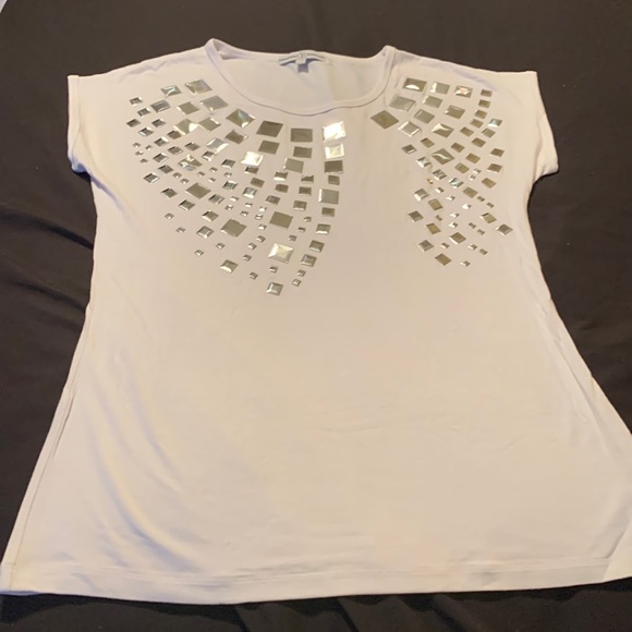 Woman’s dress top with silver metallic details. - Picture 1 of 3